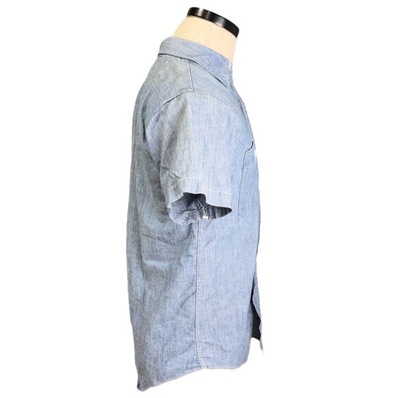 Vintage 60s King Kole Blue Chambray Shirt S/S Button-Up Mens Cotton Medium - Picture 4 of 11